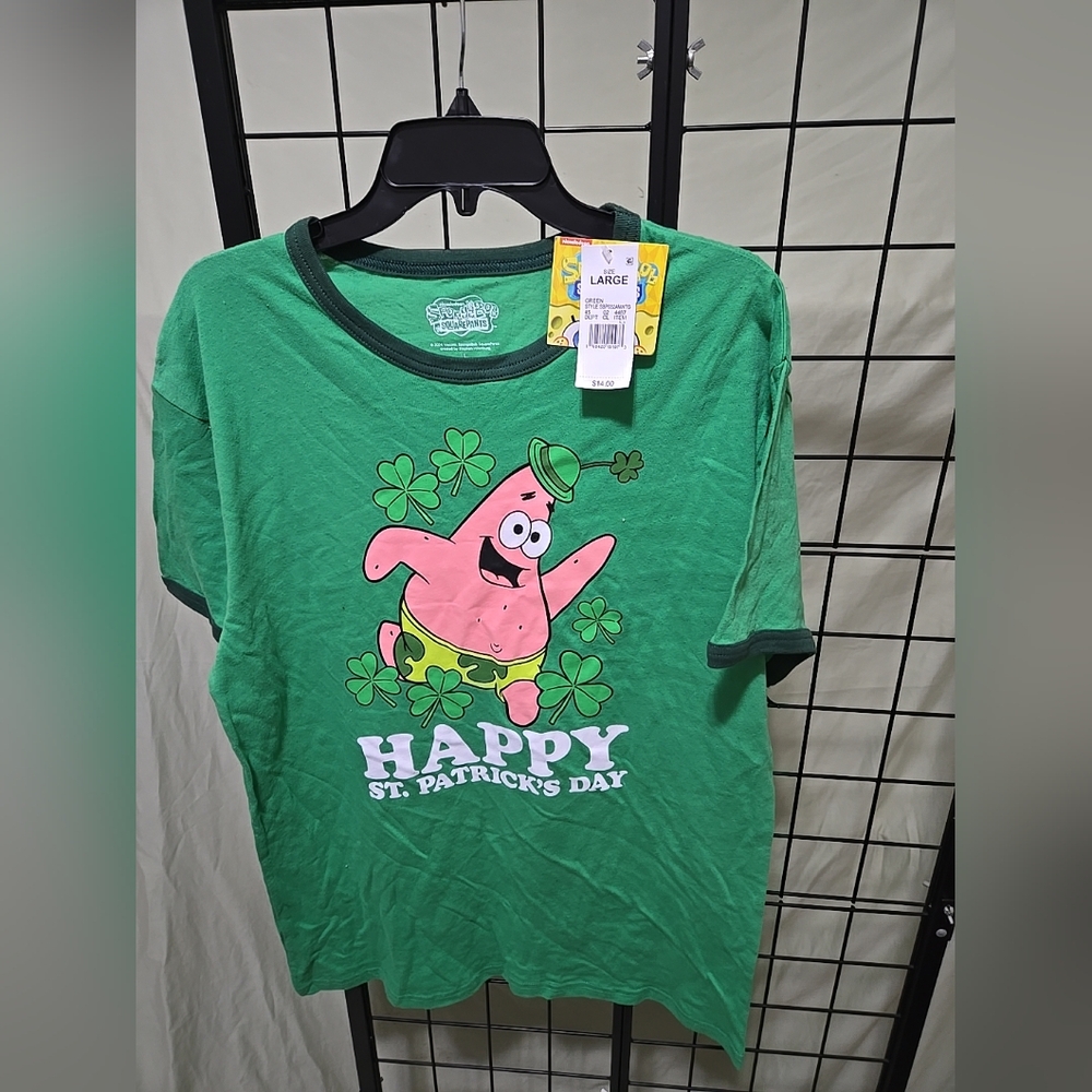Happy St. Patrick's Day Patrick SpongeBob SquarePants Size Large Shirt